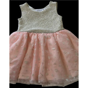 Girl’s The Children’s Place Pink Sparkly Dress Size 2T Polka Dots Easter Party